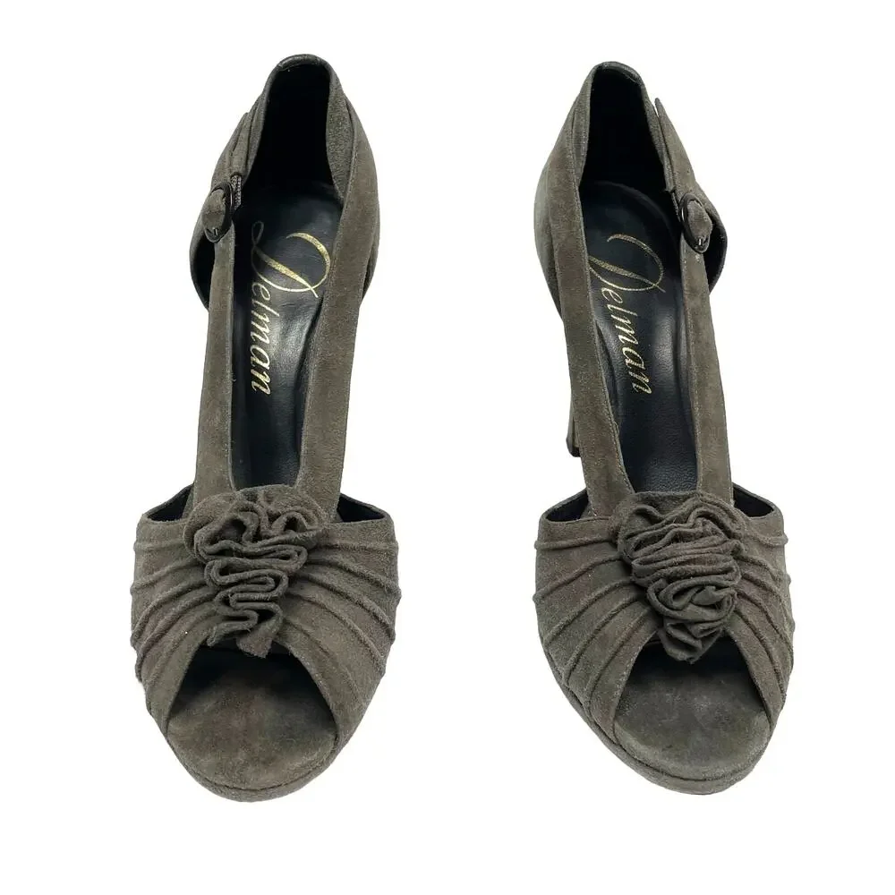 EUC - Delman Suede Peep Toe Heels